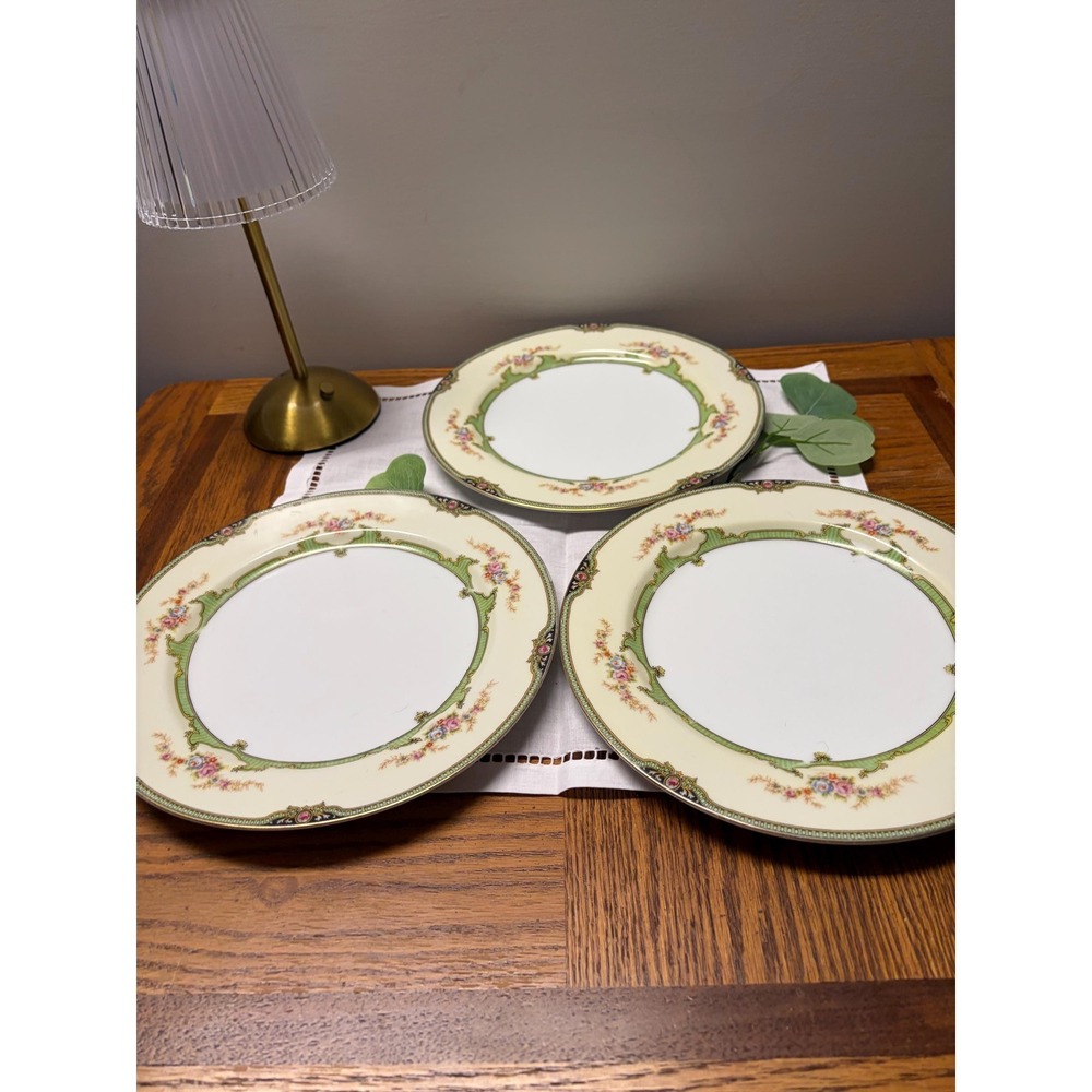 Noritake Floreal Dinner Plates Set of 3 | Vintage Fine China Floral Gold‎ Rim